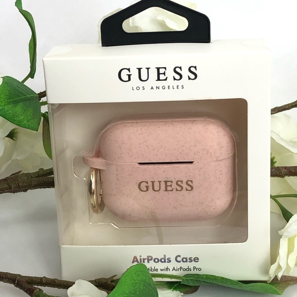 Guess Light Pink Gold Glittery AirPods Case - Picture 2 of 3